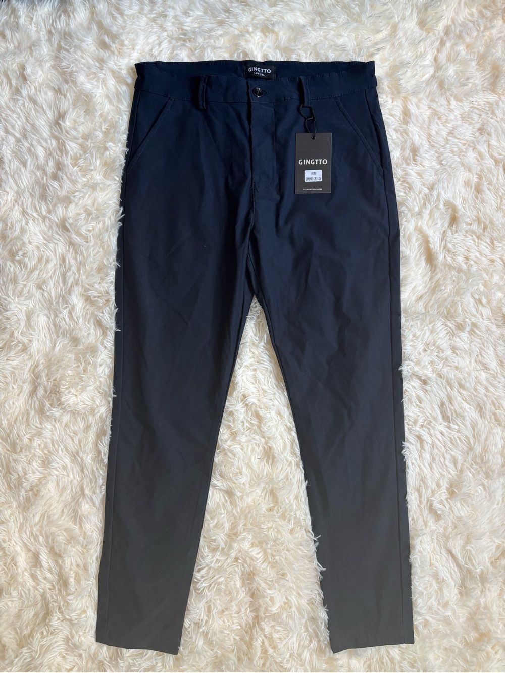 Gingtto Men’s Navy Slim Fit Stretch Dress Pants Flexfit Tech 34W 28L NWT